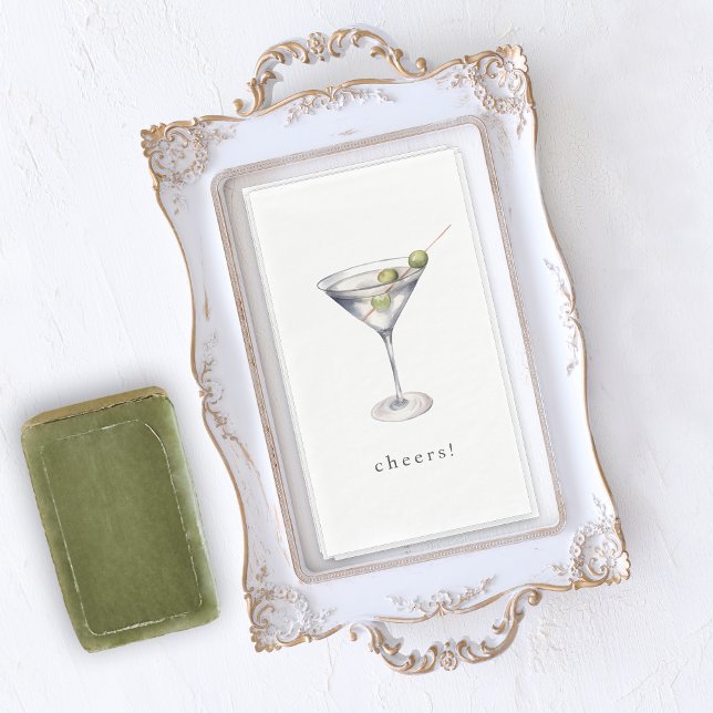 Watercolor Martini Cocktail Cheers Napkin (Creator Uploaded)