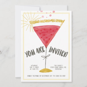 Watercolor Martini Glass Cocktail Party Invitation