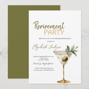 Watercolor Martini Glass Retirement Party Invitation