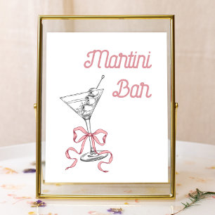 Watercolor Martini Pink Bow Martini Bar Sign