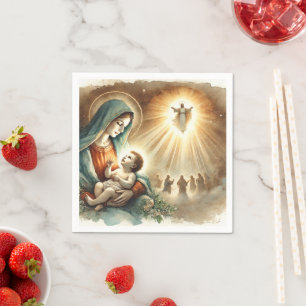 Watercolor Mary & Baby Jesus Nativity Decoupage Napkin