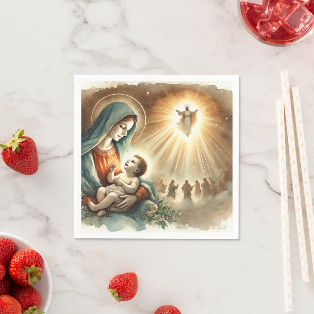 Watercolor Mary & Baby Jesus Nativity Decoupage Napkin (Insitu)