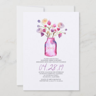 Watercolor mason jar floral rehearsal dinner invitation