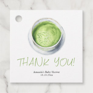 Watercolor Matcha Latte Baby Shower Thank You Favour Tags