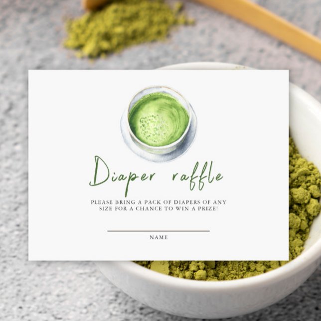 Watercolor Matcha Latte Diaper Raffle Enclosure Card (Creator Uploaded)