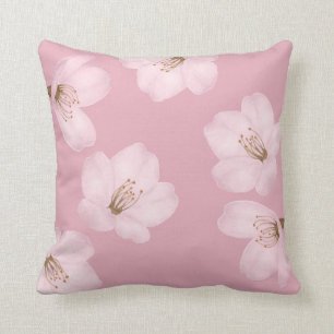 Watercolor Mauve Cherry Blossom Sakura Pillow