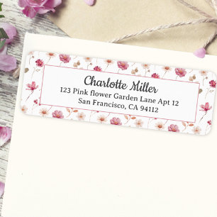 Watercolor Mauve Floral Pattern Return Address Label