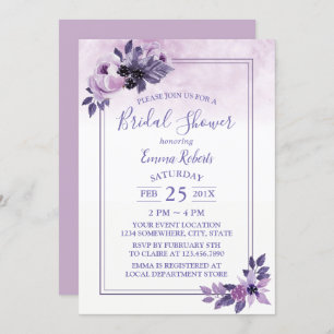 Watercolor Mauve Floral Spring Bridal Shower Invitation