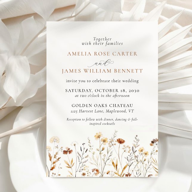 Watercolor Meadow Autumn Fall Wildflower Wedding Invitation (Watercolor Meadow Autumn Fall Wildflower Wedding Invitation)