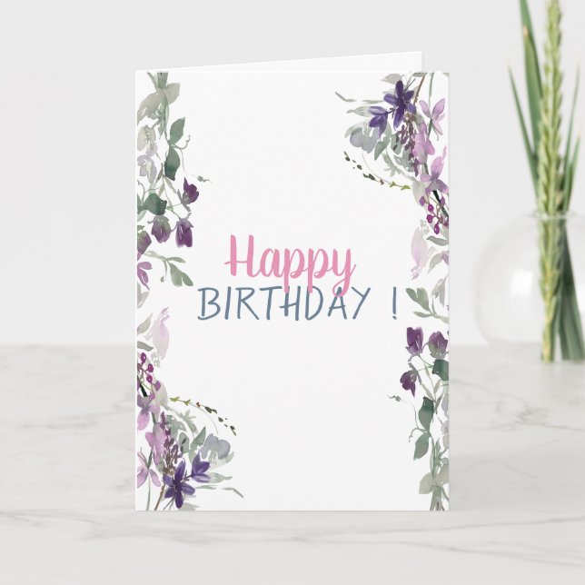  Watercolor Meadow Birthday  Card (Front)