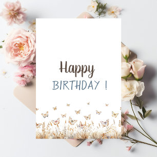 Watercolor Meadow Butterflies Birthday  Card