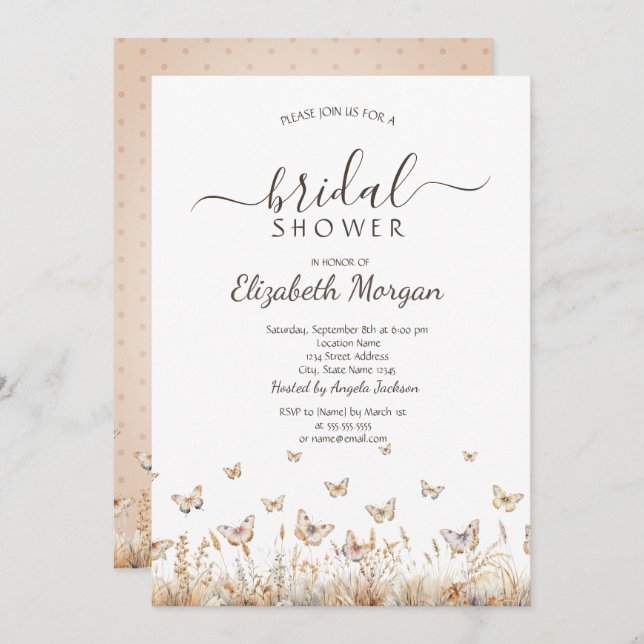 Watercolor Meadow Butterflies  Invitation (Front/Back)