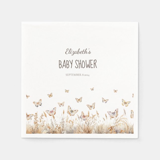 Watercolor Meadow Butterflies  Napkin (Front)