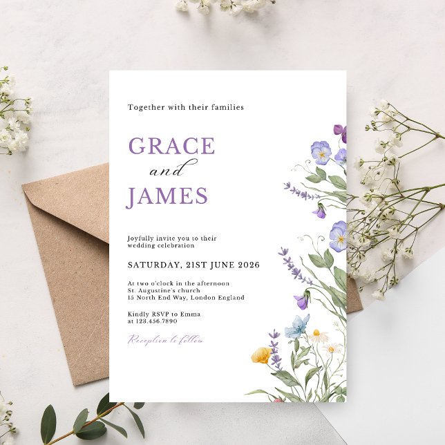 Watercolor Meadow Floral Wedding Invitation (Creator Uploaded)