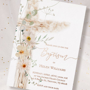 watercolor meadow flowers cross Baptism