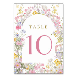 watercolor meadow flowers table number