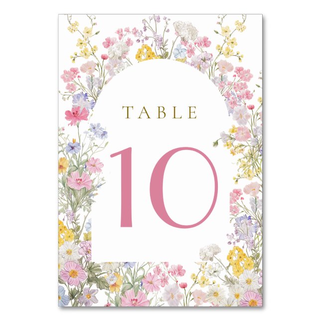  watercolor meadow flowers table number (Front)