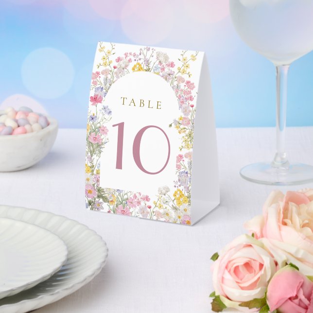 watercolor meadow flowers table number (Insitu(Wedding))