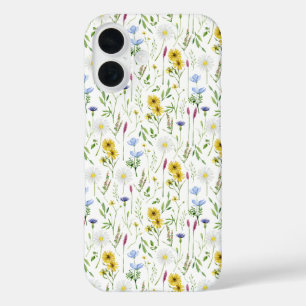 Watercolor Meadow Wild Floral Pattern iPhone 16 Case