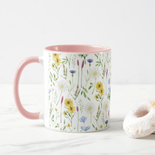 Watercolor Meadow Wild Floral Pattern  Mug