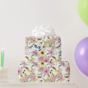 Watercolor Meadow Wild Floral Pattern Wrapping Paper