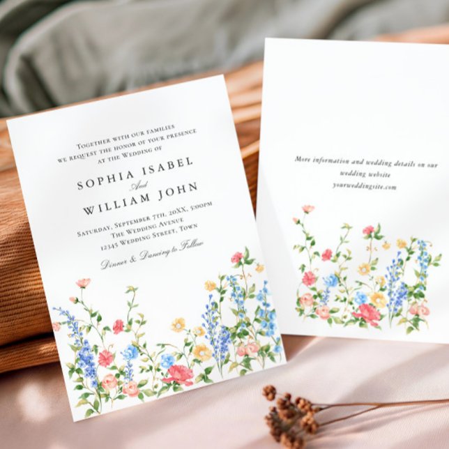 Watercolor Meadow Wildflower Bohemian Wedding Invitation (Creator Uploaded)
