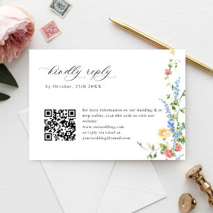Watercolor Meadow Wildflower Bohemian Wedding RSVP Card
