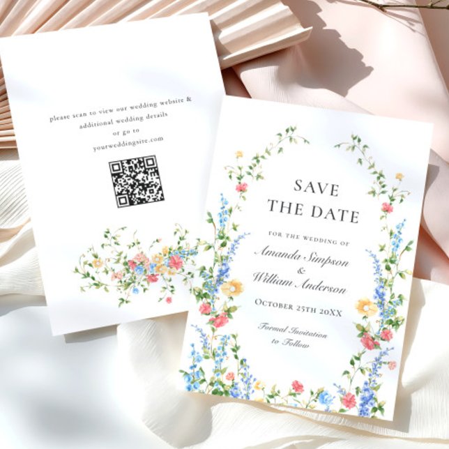 Watercolor Meadow Wildflower Bohemian Wedding Save The Date (Creator Uploaded)