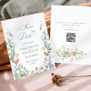 Watercolor Meadow Wildflower Bohemian Wedding Save The Date