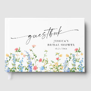 Watercolor Meadow Wildflower Boho Bridal Shower Guest Book