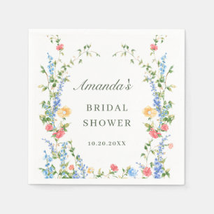 Watercolor Meadow Wildflower Boho Bridal Shower Napkin
