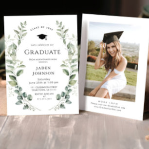 Watercolor Meadow Wildflower Boho Graduation Party Invitation