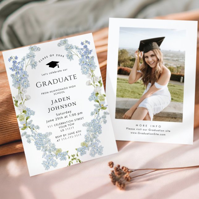 Watercolor Meadow Wildflower Boho Graduation Party Invitation (Creator Uploaded)