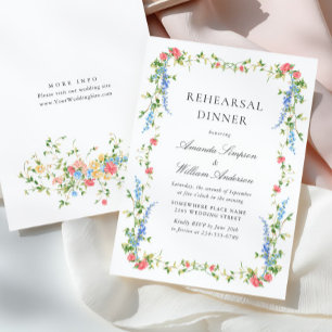 Watercolor Meadow Wildflower Boho Rehearsal Dinner Invitation