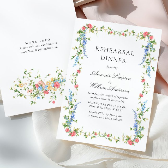 Watercolor Meadow Wildflower Boho Rehearsal Dinner Invitation (Creator Uploaded)