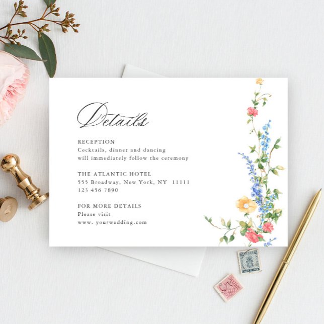 Watercolor Meadow Wildflower Boho Wedding Details Enclosure Card (Creator Uploaded)