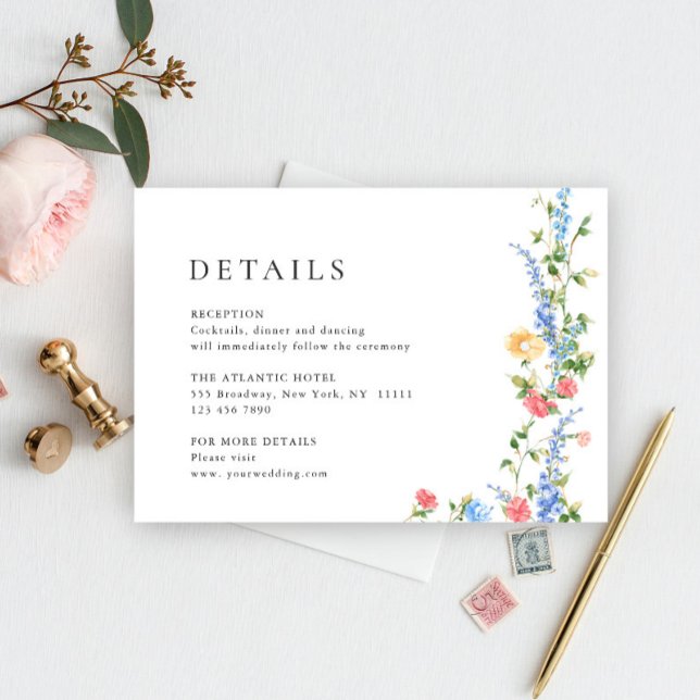 Watercolor Meadow Wildflower Boho Wedding Details Enclosure Card (Creator Uploaded)