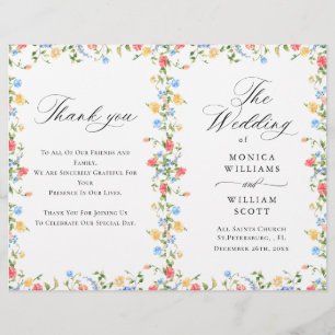 Watercolor Meadow Wildflower Boho Wedding Program