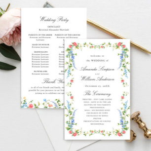 Watercolor Meadow Wildflower Boho Wedding Program