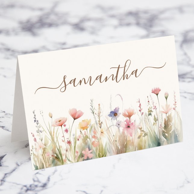 Watercolor Meadow Wildflower Individual Place Card (Watercolor Meadow Wildflower Individual Place Cards)