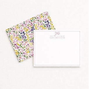 Watercolor Meadow Wildflower Nursery Note Card