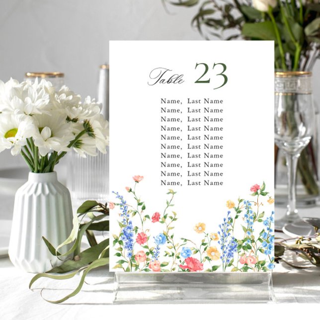 Watercolor Meadow Wildflower Seating Chart Card (Creator Uploaded)