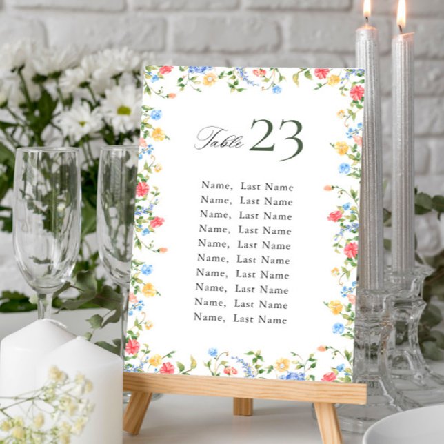 Watercolor Meadow Wildflower Seating Chart Card (Creator Uploaded)