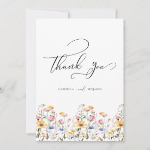 Watercolor Meadow Wildflower Wedding Thank You Car Card