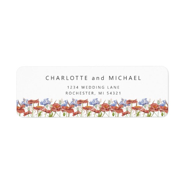 Watercolor meadow wildflowers return address label (Front)