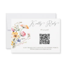 Watercolor Meadow Wildflowers Wedding QR Code