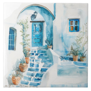 Watercolor Mediterranean  Ceramic Tile