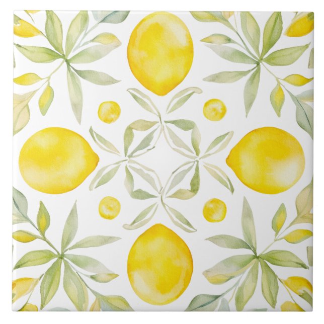 Watercolor Mediterranean  Ceramic Tile (Front)
