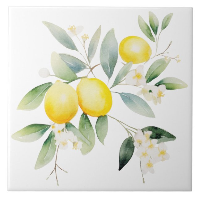 Watercolor Mediterranean  Ceramic Tile (Front)