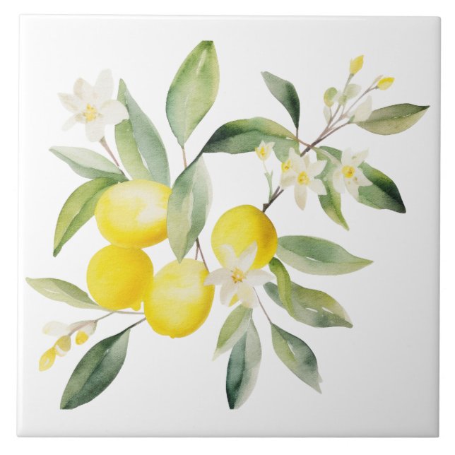 Watercolor Mediterranean  Ceramic Tile (Front)